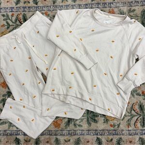 Lou & Grey Signature soft embroidered pumpkin pie sweatsuit set Loft Small